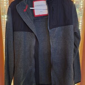 Aeropostale Men's Gray and Black Zip-Up Jacket